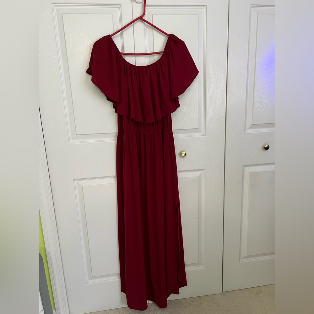 Red Strapless, Off The Shoulder Dress